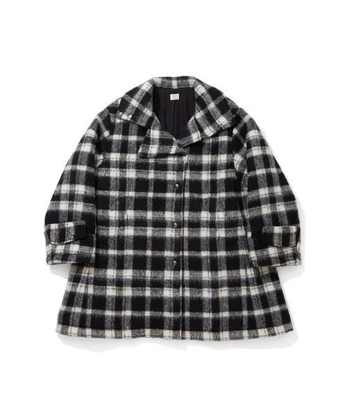 Trefle blanc(トレフルブラン)の「【original】check 中綿 coat(ステンカラーコート・レディース・ホワイト×ブラック・FREE)」の13枚目の写真