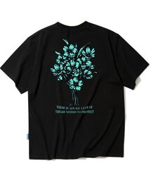 フラワーバンドルグラフィックTシャツ - ブラック