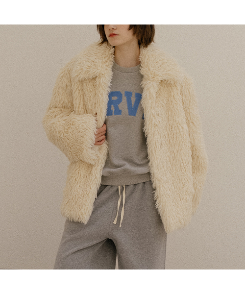 Hairly collar faux fur half coat [FRFA03CT01]_Beige