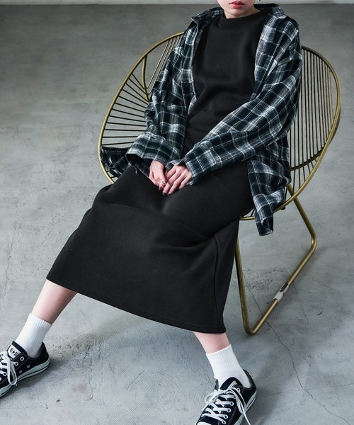 セール】裏起毛 ハイネックルームワンピース M-LLsize（ルーム