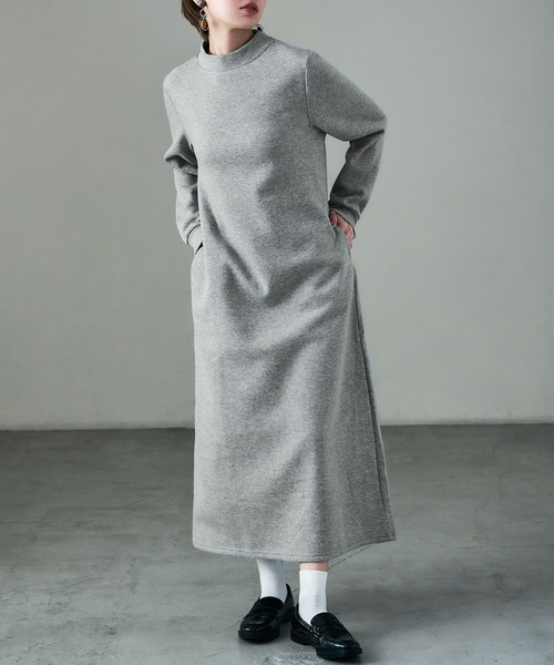 Fashion Letter（ファッションレター）の「裏起毛 ハイネックルームワンピース M-LLsize（ルームワンピース・レディース・グレイッシュベージュ/ブラック/グレー/チャコール・LL/L/M）」の7枚目の写真