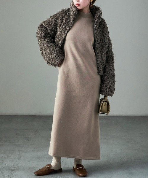 Fashion Letter（ファッションレター）の「裏起毛 ハイネックルームワンピース M-LLsize（ルームワンピース・レディース・グレイッシュベージュ/ブラック/グレー/チャコール・LL/L/M）」の14枚目の写真