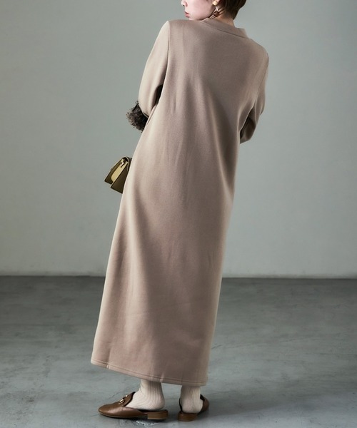 Fashion Letter（ファッションレター）の「裏起毛 ハイネックルームワンピース M-LLsize（ルームワンピース・レディース・グレイッシュベージュ/ブラック/グレー/チャコール・LL/L/M）」の16枚目の写真
