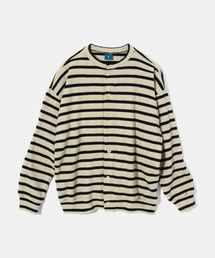 Creme collarless cardigan shirt C6 Ivory&Black