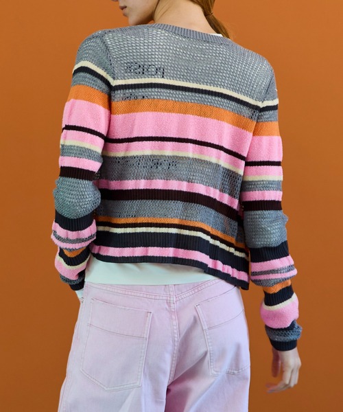 MAISON SPECIAL（メゾンスペシャル）の「Mesh Border Cardigan/メッシュボーダーカーディガン（カーディガン/ボレロ・レディース・ライム/グレー/ブラック・FREE）」の18枚目の写真