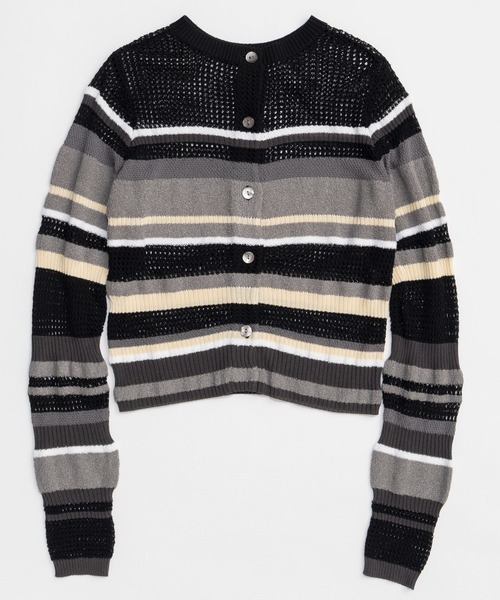 MAISON SPECIAL（メゾンスペシャル）の「Mesh Border Cardigan/メッシュボーダーカーディガン（カーディガン/ボレロ・レディース・ライム/グレー/ブラック・FREE）」の11枚目の写真