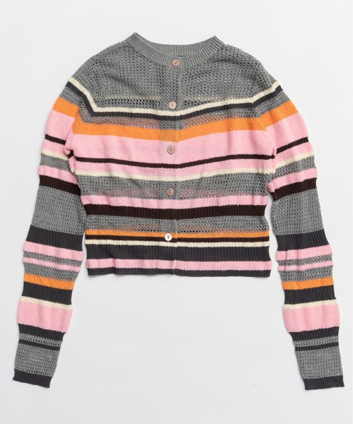 MAISON SPECIAL（メゾンスペシャル）の「Mesh Border Cardigan/メッシュボーダーカーディガン（カーディガン/ボレロ・レディース・ライム/グレー/ブラック・FREE）」の10枚目の写真