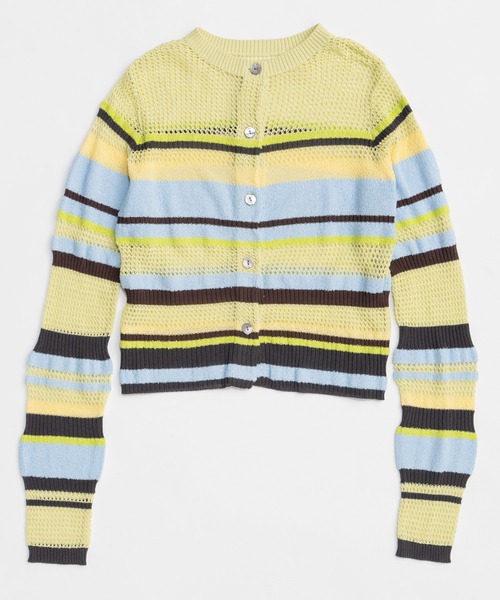 MAISON SPECIAL（メゾンスペシャル）の「Mesh Border Cardigan/メッシュボーダーカーディガン（カーディガン/ボレロ・レディース・ライム/グレー/ブラック・FREE）」の9枚目の写真