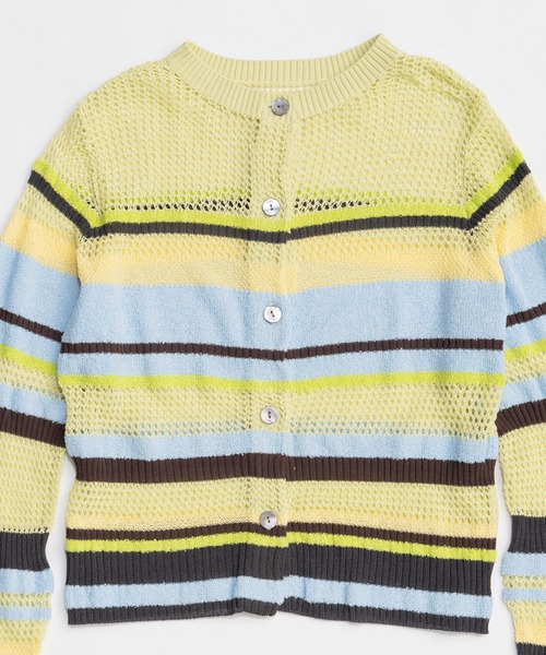 MAISON SPECIAL（メゾンスペシャル）の「Mesh Border Cardigan/メッシュボーダーカーディガン（カーディガン/ボレロ・レディース・ライム/グレー/ブラック・FREE）」の8枚目の写真