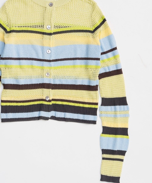 MAISON SPECIAL（メゾンスペシャル）の「Mesh Border Cardigan/メッシュボーダーカーディガン（カーディガン/ボレロ・レディース・ライム/グレー/ブラック・FREE）」の7枚目の写真