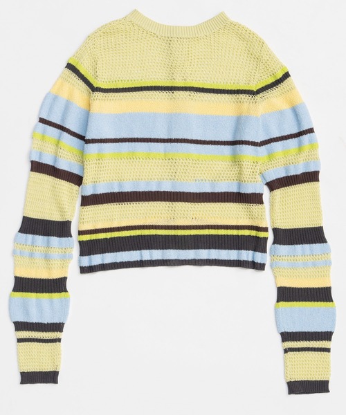 MAISON SPECIAL（メゾンスペシャル）の「Mesh Border Cardigan/メッシュボーダーカーディガン（カーディガン/ボレロ・レディース・ライム/グレー/ブラック・FREE）」の6枚目の写真