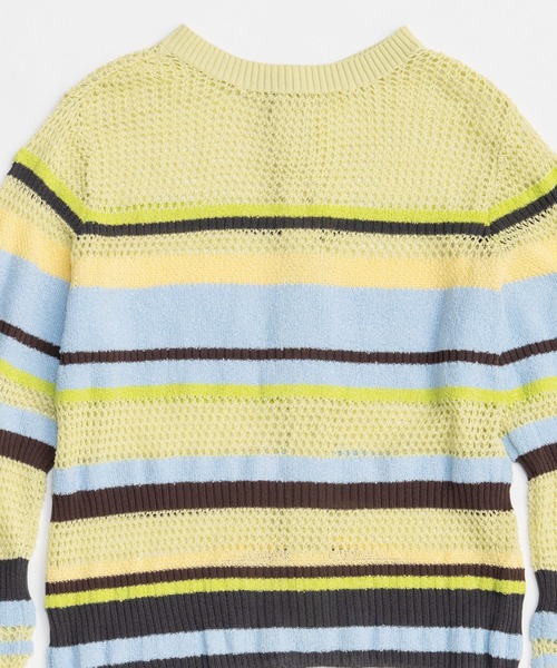 MAISON SPECIAL（メゾンスペシャル）の「Mesh Border Cardigan/メッシュボーダーカーディガン（カーディガン/ボレロ・レディース・ライム/グレー/ブラック・FREE）」の5枚目の写真