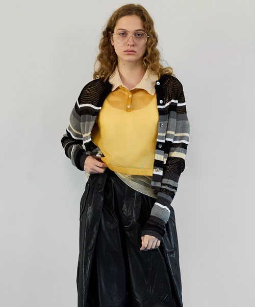 MAISON SPECIAL（メゾンスペシャル）の「Mesh Border Cardigan/メッシュボーダーカーディガン（カーディガン/ボレロ・レディース・ライム/グレー/ブラック・FREE）」の12枚目の写真