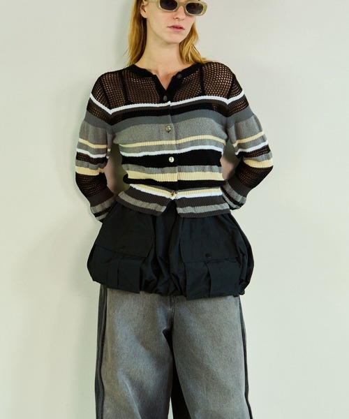 MAISON SPECIAL（メゾンスペシャル）の「Mesh Border Cardigan/メッシュボーダーカーディガン（カーディガン/ボレロ・レディース・ライム/グレー/ブラック・FREE）」の17枚目の写真