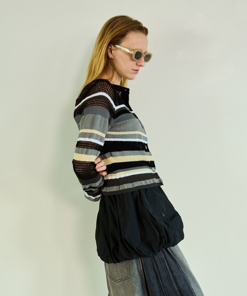 MAISON SPECIAL（メゾンスペシャル）の「Mesh Border Cardigan/メッシュボーダーカーディガン（カーディガン/ボレロ・レディース・ライム/グレー/ブラック・FREE）」の14枚目の写真