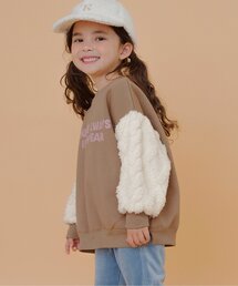 BREEZE | 【あったか/裏起毛】袖ジャガードファーフリース切替トレーナー_ジュニア対応(スウェット)