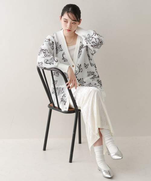 RAGEBLUE（レイジブルー）の「ボタニカルジャガードニットカーディガン（ニット/セーター・レディース・ネイビー/ホワイト/グレー・FREE）」の6枚目の写真