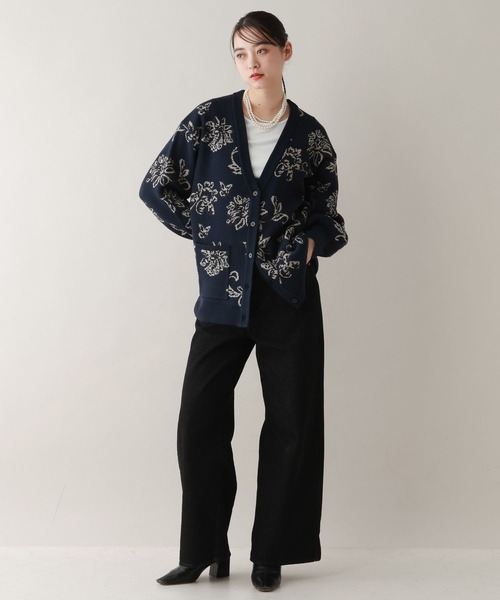 RAGEBLUE（レイジブルー）の「ボタニカルジャガードニットカーディガン（ニット/セーター・レディース・ネイビー/ホワイト/グレー・FREE）」の14枚目の写真