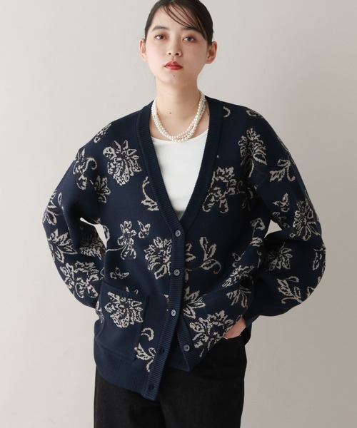 RAGEBLUE（レイジブルー）の「ボタニカルジャガードニットカーディガン（ニット/セーター・レディース・ネイビー/ホワイト/グレー・FREE）」の16枚目の写真