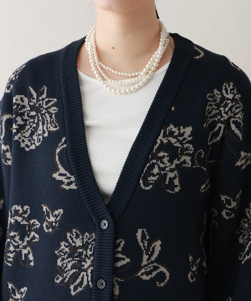 RAGEBLUE（レイジブルー）の「ボタニカルジャガードニットカーディガン（ニット/セーター・レディース・ネイビー/ホワイト/グレー・FREE）」の22枚目の写真