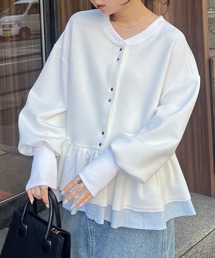 RANAN | 前後2WAYフリルペプラムショートカーデ(カーディガン/ボレロ)