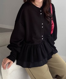 RANAN | 前後2WAYフリルペプラムショートカーデ(カーディガン/ボレロ)