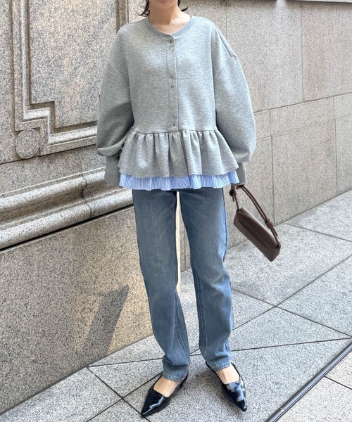 RANAN（ラナン）の「前後2WAYフリルペプラムショートカーデ（カーディガン/ボレロ・レディース・グレー/オフホワイト/ブラック・L/LL/M）」の21枚目の写真