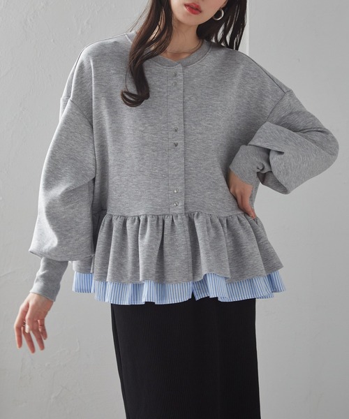 RANAN（ラナン）の「前後2WAYフリルペプラムショートカーデ（カーディガン/ボレロ・レディース・グレー/オフホワイト/ブラック・L/LL/M）」の15枚目の写真