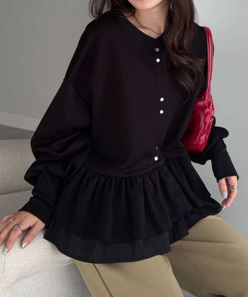 RANAN（ラナン）の「前後2WAYフリルペプラムショートカーデ（カーディガン/ボレロ・レディース・グレー/オフホワイト/ブラック・L/LL/M）」の9枚目の写真