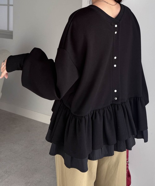 RANAN（ラナン）の「前後2WAYフリルペプラムショートカーデ（カーディガン/ボレロ・レディース・グレー/オフホワイト/ブラック・L/LL/M）」の14枚目の写真