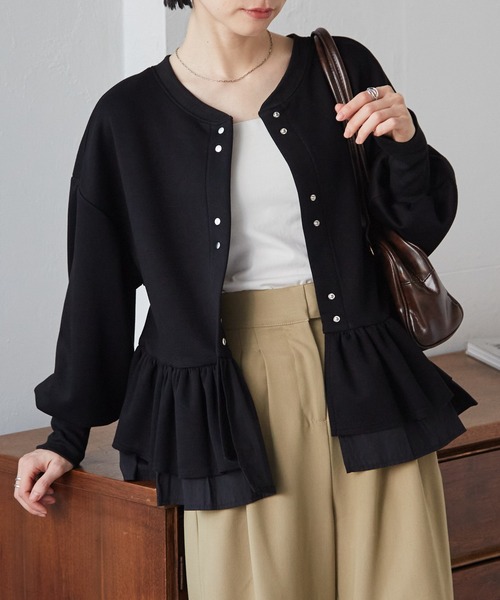 RANAN（ラナン）の「前後2WAYフリルペプラムショートカーデ（カーディガン/ボレロ・レディース・グレー/オフホワイト/ブラック・L/LL/M）」の8枚目の写真