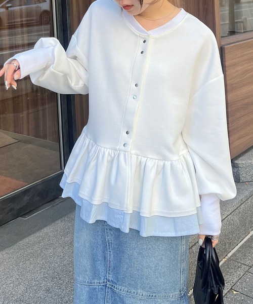 RANAN（ラナン）の「前後2WAYフリルペプラムショートカーデ（カーディガン/ボレロ・レディース・グレー/オフホワイト/ブラック・L/LL/M）」の6枚目の写真