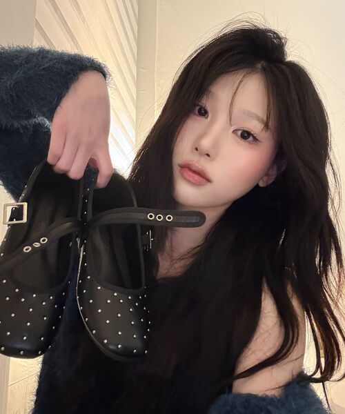 DIFFERSHOE（ディファーシュー）の「ベルリン スクエア ドット メリージェーン 5CM [レザー]（バレエシューズ・レディース・ブラック・22.5cm/23cm/23.5cm/24cm/24.5cm/25cm）」の6枚目の写真