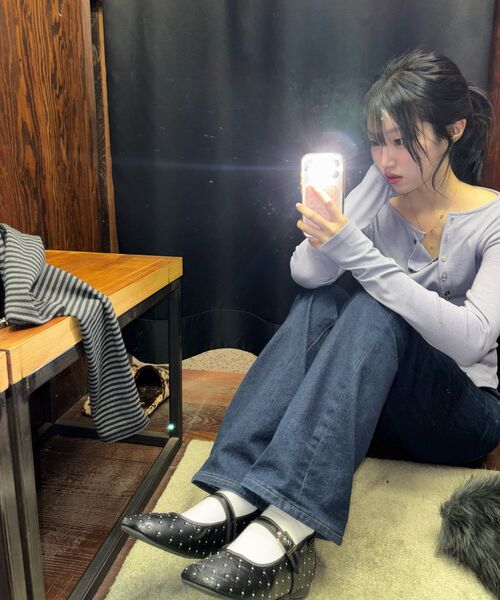 DIFFERSHOE（ディファーシュー）の「ベルリン スクエア ドット メリージェーン 5CM [レザー]（バレエシューズ・レディース・ブラック・22.5cm/23cm/23.5cm/24cm/24.5cm/25cm）」の7枚目の写真