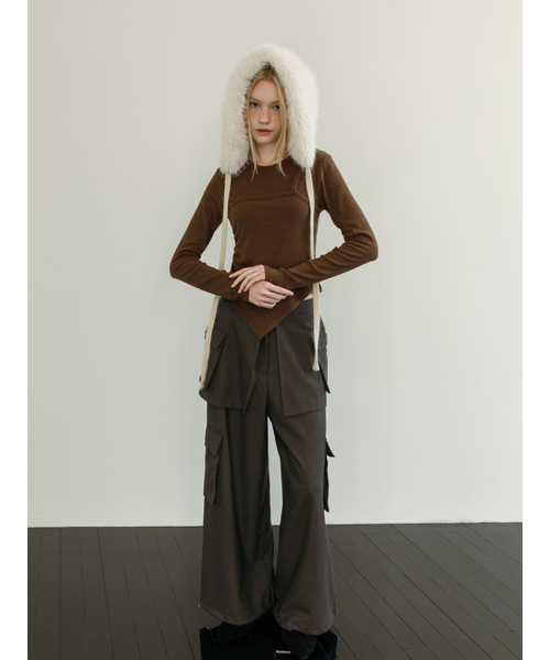 MOIFAIRE（モイフェア）の「WOOL POCKET LAYERED PANTS / CHARCOAL（その他パンツ・レディース・チャコール・FREE）」の2枚目の写真