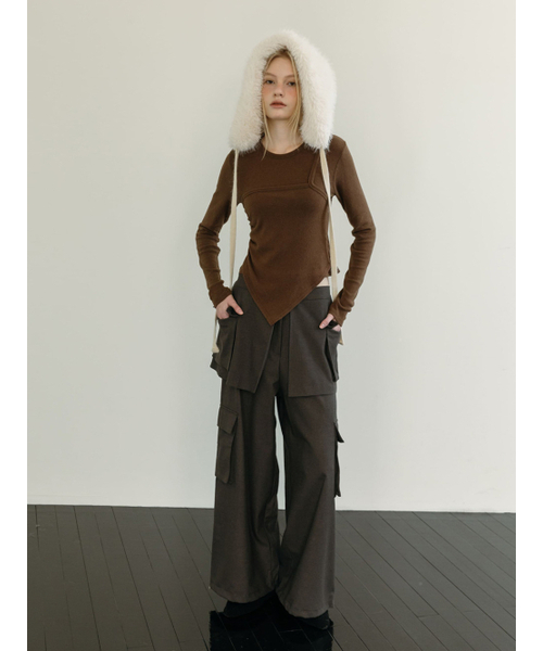 MOIFAIRE（モイフェア）の「WOOL POCKET LAYERED PANTS / CHARCOAL（その他パンツ・レディース・チャコール・FREE）」の3枚目の写真