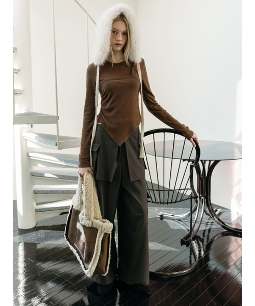 MOIFAIRE（モイフェア）の「WOOL POCKET LAYERED PANTS / CHARCOAL（その他パンツ・レディース・チャコール・FREE）」の4枚目の写真