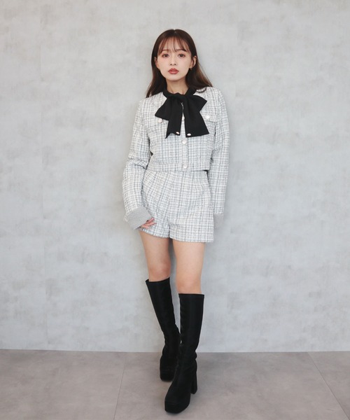 CECIL McBEE（セシルマクビー）の「ファンシーツイードショートパンツ（その他パンツ・レディース・アイボリー/ベージュ/グレー/ブラック・MEDIUM）」の8枚目の写真