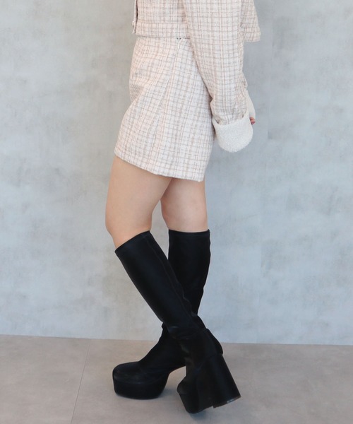 CECIL McBEE（セシルマクビー）の「ファンシーツイードショートパンツ（その他パンツ・レディース・アイボリー/ベージュ/グレー/ブラック・MEDIUM）」の6枚目の写真