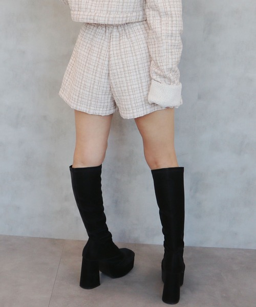 CECIL McBEE（セシルマクビー）の「ファンシーツイードショートパンツ（その他パンツ・レディース・アイボリー/ベージュ/グレー/ブラック・MEDIUM）」の7枚目の写真
