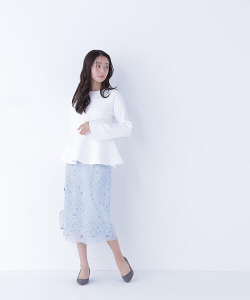 NATURAL BEAUTY BASIC(ナチュラルビューティーベーシック)の「◇ベルスリーブペプラムニット(ニット/セーター・レディース・オフホワイト/ラベンダー/ライトグリーン・FREE)」の14枚目の写真