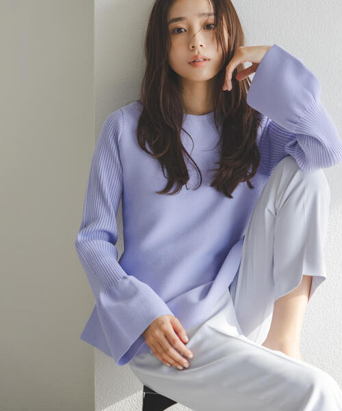 NATURAL BEAUTY BASIC(ナチュラルビューティーベーシック)の「◇ベルスリーブペプラムニット(ニット/セーター・レディース・オフホワイト/ラベンダー/ライトグリーン・FREE)」の21枚目の写真