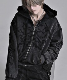 SILVER BULLET | 『PSYCHO NATION UNDER GROUND /サイコネーションアンダーグラウンド』アップリケ刺繍ケミカルZIP PK(パーカー)