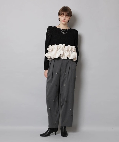 CADUNE（カデュネ）の「パール付きラウンドパンツ（その他パンツ・レディース・チャコールグレー/ブラック・38/36/34）」の4枚目の写真