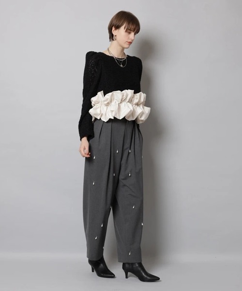 CADUNE（カデュネ）の「パール付きラウンドパンツ（その他パンツ・レディース・チャコールグレー/ブラック・38/36/34）」の5枚目の写真