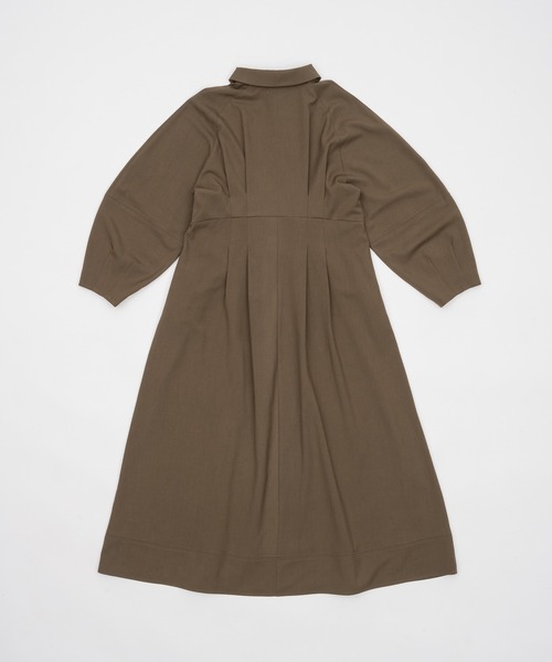OLUN ウエストタックコクーンワンピース　ブラウン　フリーサイズ waist tack cocoon onepiece/ウエストタックコクーンワンピース