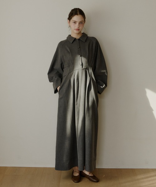 waist tack cocoon onepiece/ウエストタックコクーンワンピース