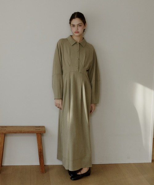 OLUN /オルンSサイズ　ウエストタックコクーンワンピース waist tack cocoon onepiece/ウエストタックコクーンワンピース