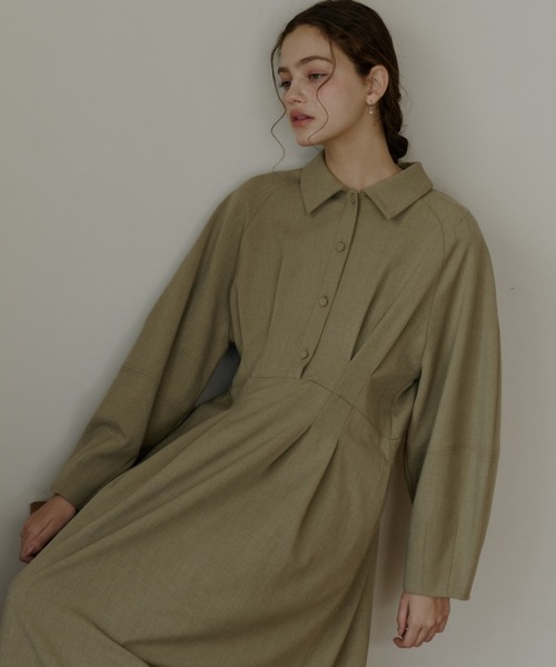 waist tack cocoon onepiece/ウエストタックコクーンワンピース