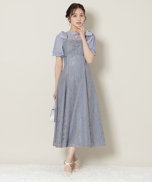 WILLSELECTION(ウィルセレクション)の「肩リボンパイピングレースワンピース(ドレス・レディース・ピンク/サックスブルー/ブラック・FREE)」の4枚目の写真